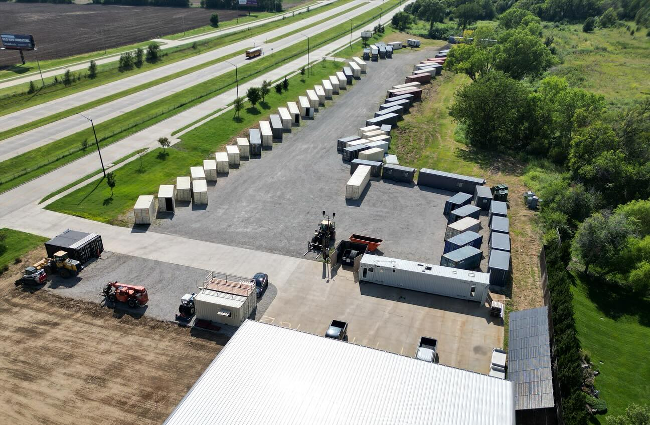 Shipping container yard with inventory ready for viewing